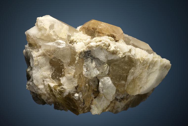 BERYL var. Morganite with QUARTZ on ALBITE var. Cleavelandite (restored)