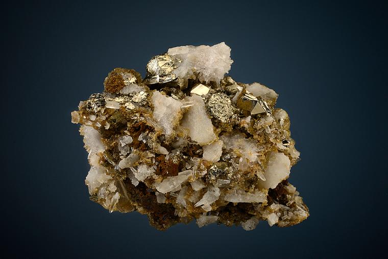 SIDERITE with PYRITE on QUARTZ