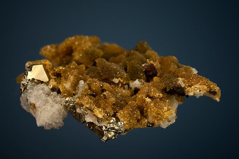 SIDERITE with PYRITE on QUARTZ
