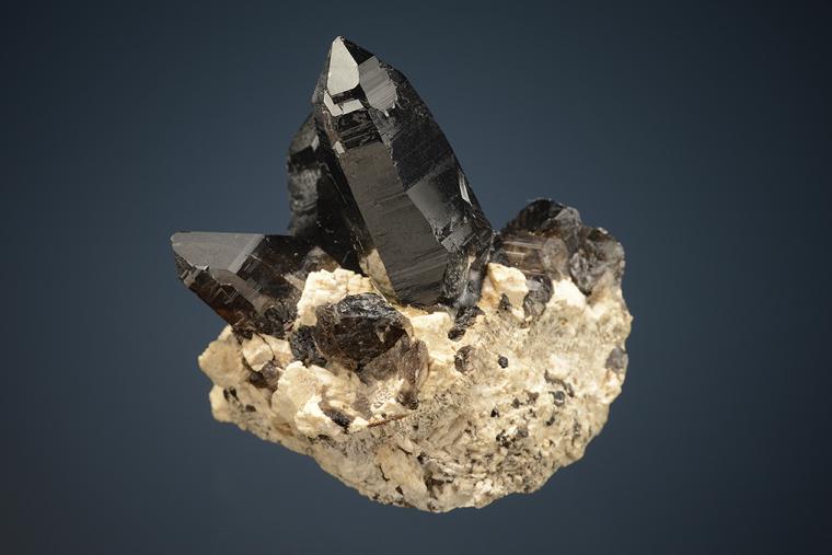 QUARTZ var. Smoky on MICROCLINE