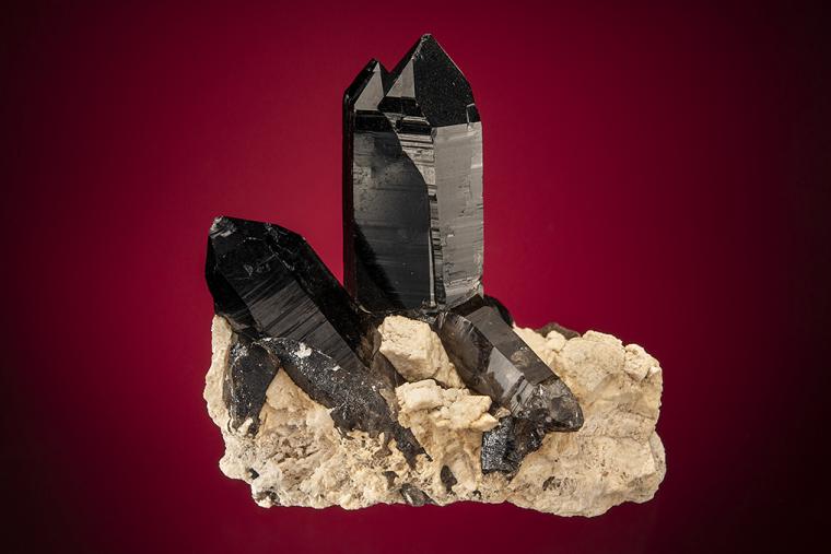 QUARTZ var. Smoky on MICROCLINE