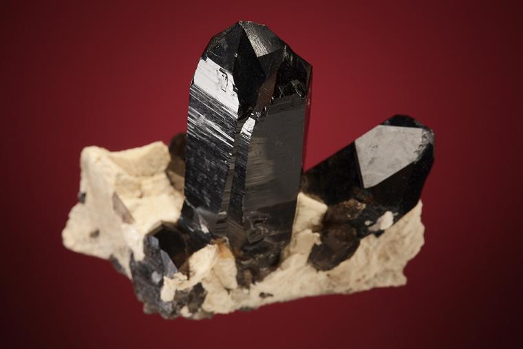 QUARTZ var. Smoky on MICROCLINE