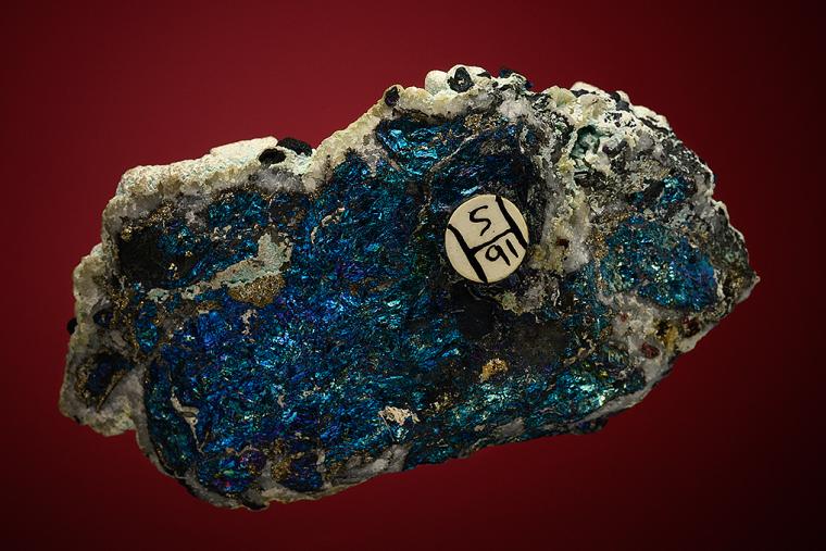 CHALCANTHITE with BORNITE on CALCITE coating ENARGITE