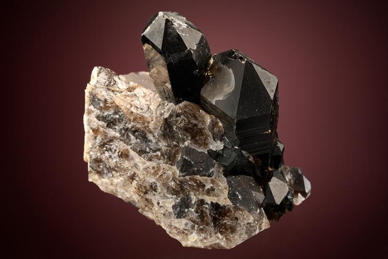 SCHORL on QUARTZ var. Smoky