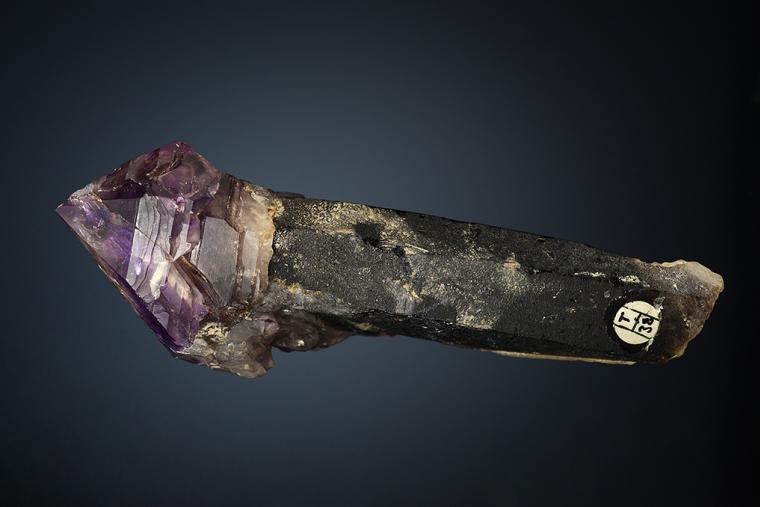 QUARTZ var. Amethyst on QUARTZ var. Smoky (repaired)