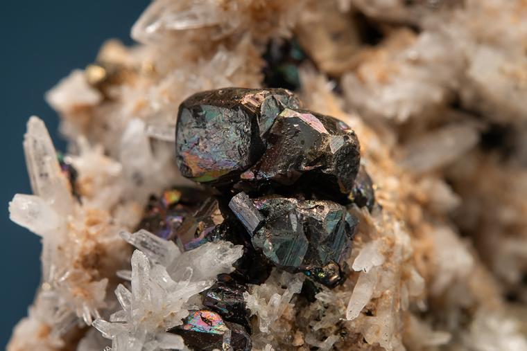 PYRITE with ENARGITE and BARITE on QUARTZ