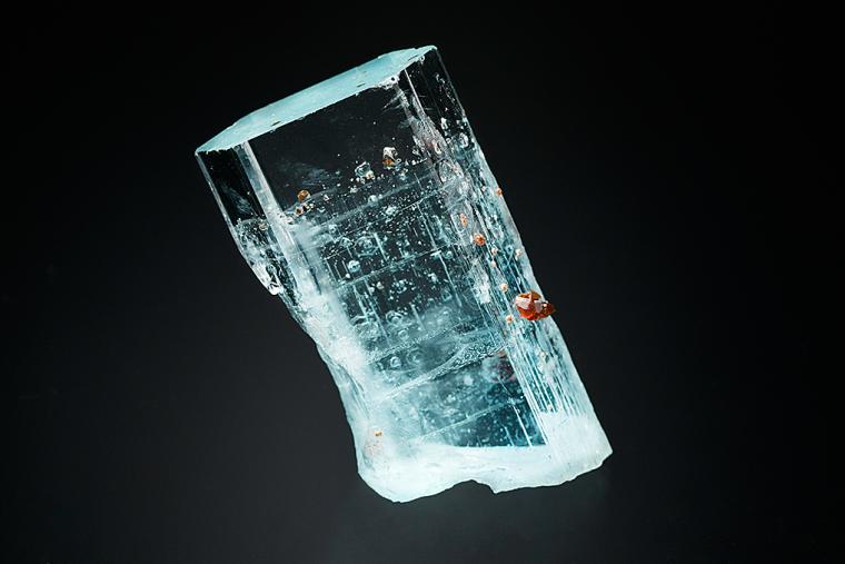 BERYL var. Aquamarine with SPESSARTINE