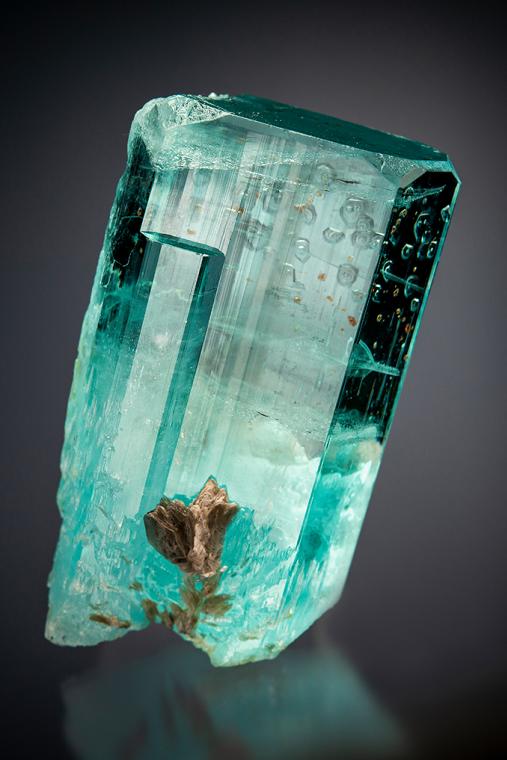 BERYL var. Aquamarine with SPESSARTINE