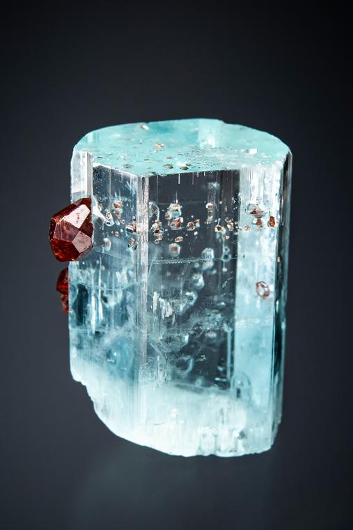 BERYL var. Aquamarine with SPESSARTINE