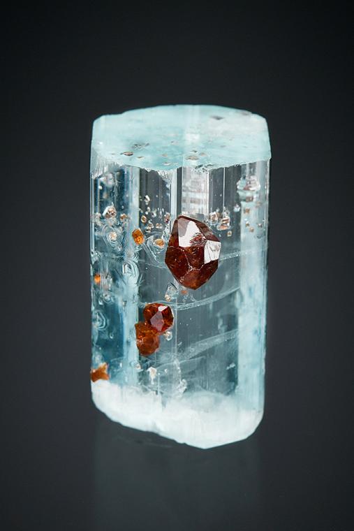 BERYL var. Aquamarine with SPESSARTINE