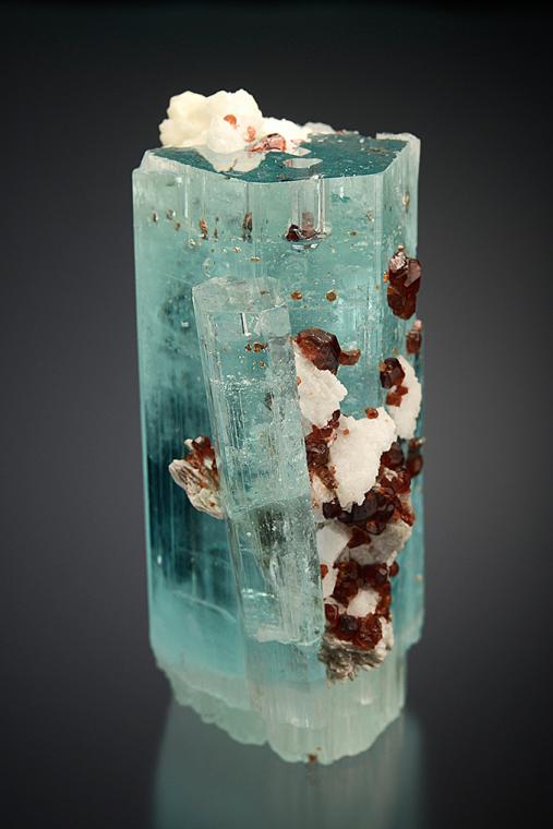 SPESSARTINE with MUSCOVITE on BERYL var. Aquamarine