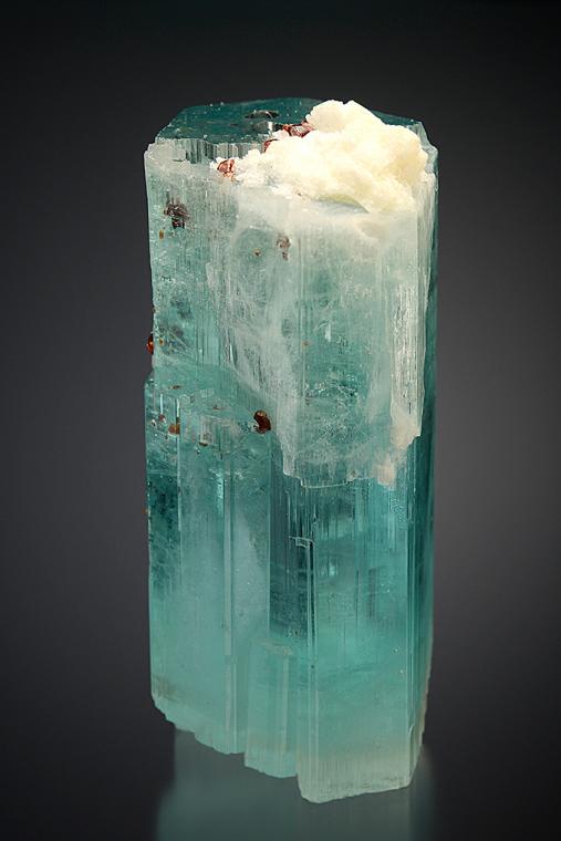SPESSARTINE with MUSCOVITE on BERYL var. Aquamarine