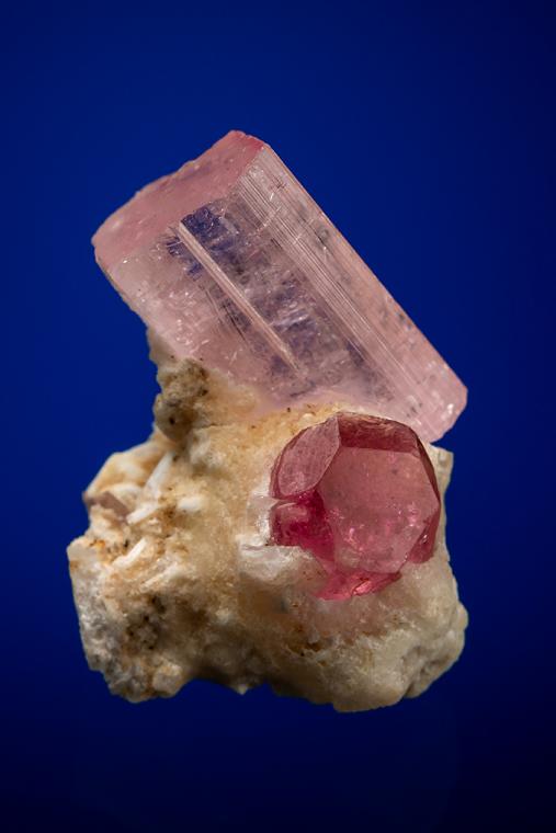 BERYL var. Morganite with ELBAITE (repaired)