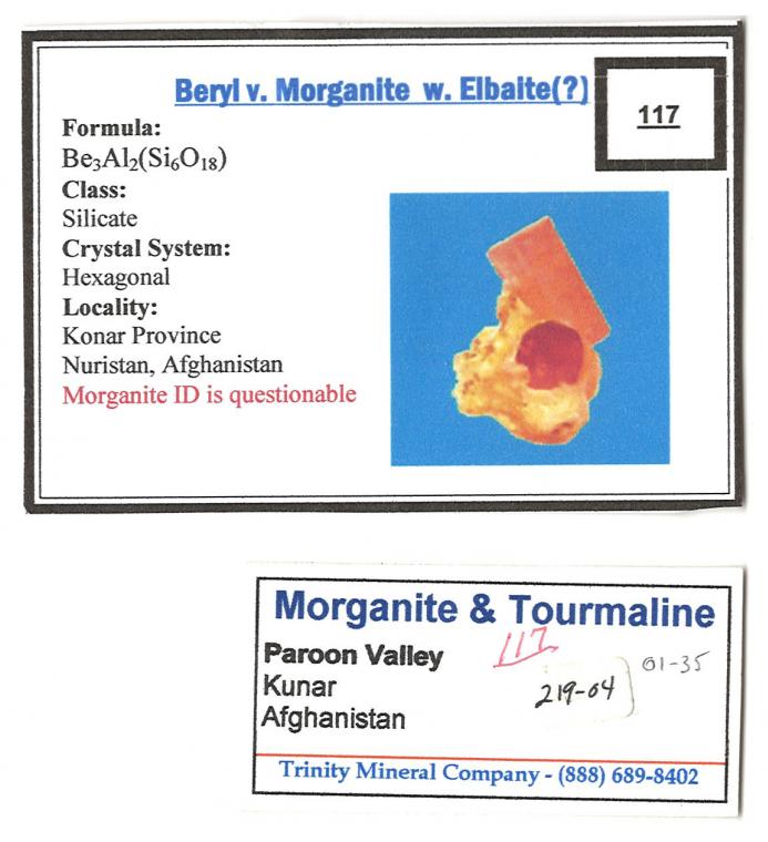 BERYL var. Morganite with ELBAITE (repaired)