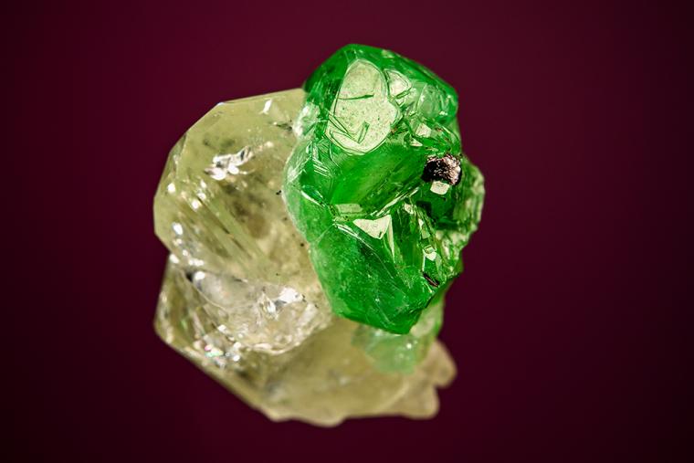 GROSSULAR var. Tsavorite on DIOPSIDE