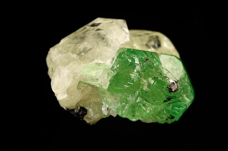 GROSSULAR var. Tsavorite on DIOPSIDE