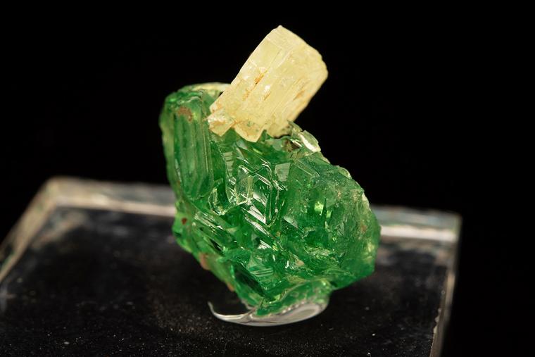 PREHNITE on GROSSULAR var. Tsavorite