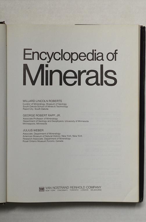 Encyclopedia of Minerals by Willard Lincoln Roberts, George Robert Rapp, Jr. and Julius Weber