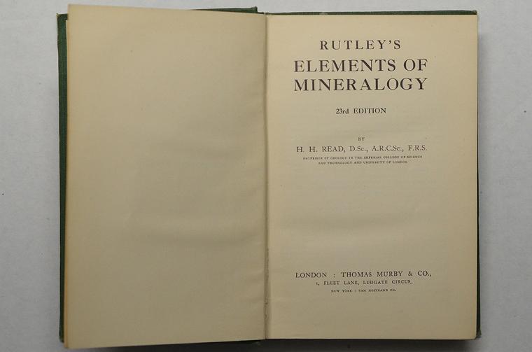 Rutley's Elements of Mineralogy by H. H. Read