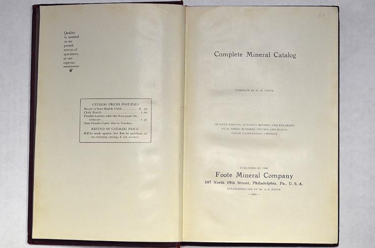 Complete Mineral Catalog compiled by W. M. Foote
