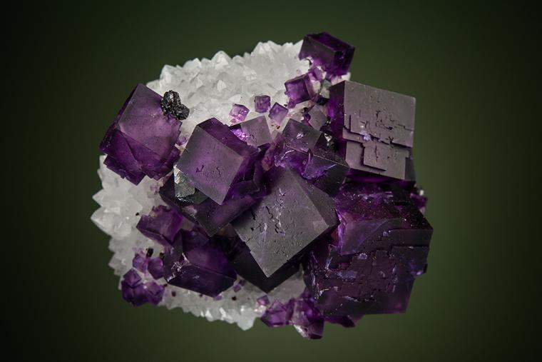 FLUORITE with SPHALERITE on QUARTZ