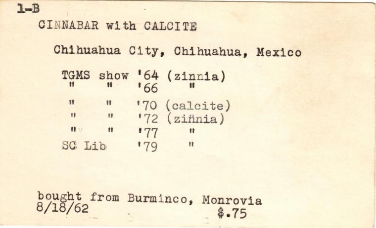 CINNABAR on FLUORITE after CALCITE