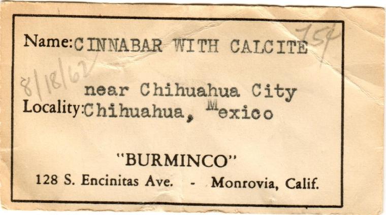 CINNABAR on FLUORITE after CALCITE