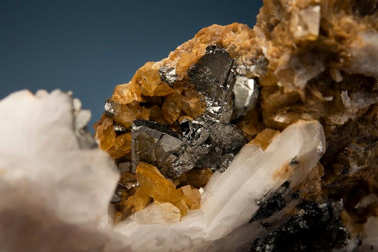 TETRAHEDRITE on QUARTZ and SIDERITE