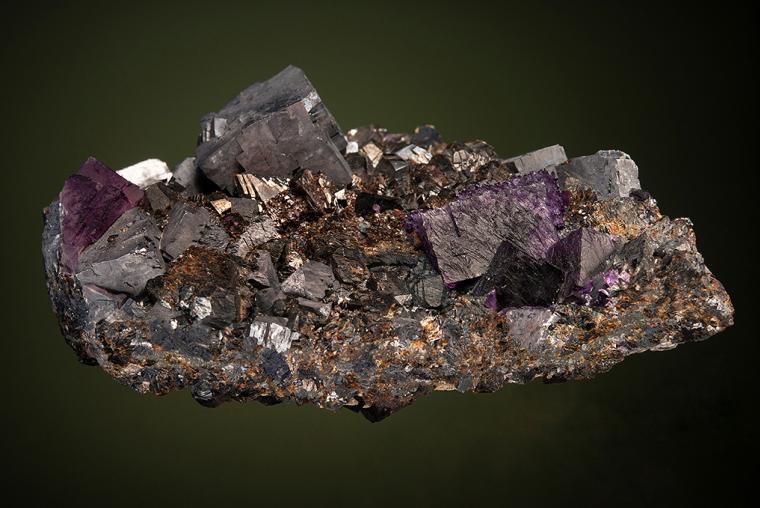 GALENA and FLUORITE on SPHALERITE
