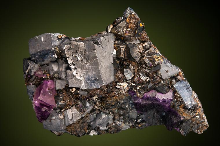GALENA and FLUORITE on SPHALERITE