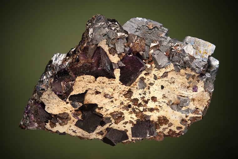 GALENA and FLUORITE on SPHALERITE