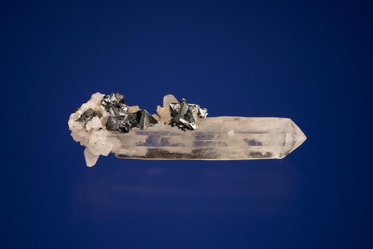 TETRAHEDRITE with CALCITE on QUARTZ