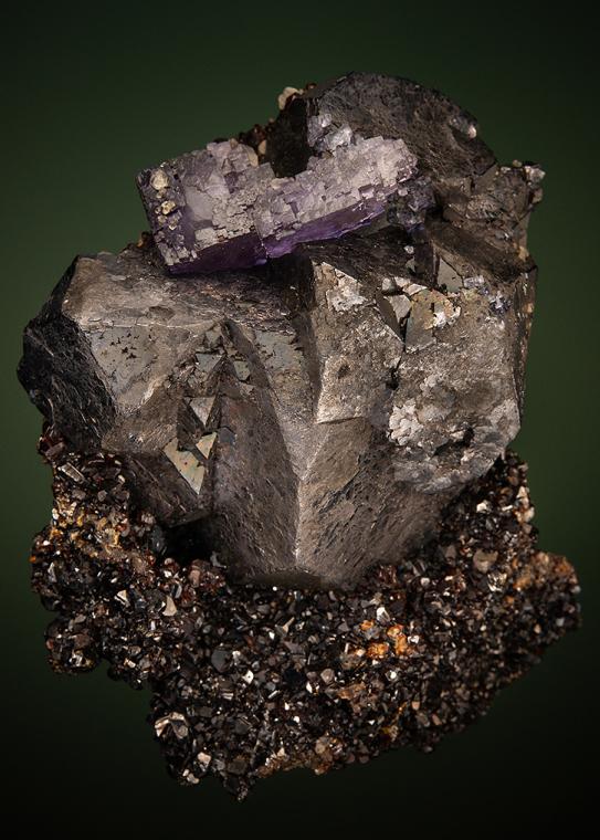 GALENA with FLUORITE and CALCITE on SPHALERITE