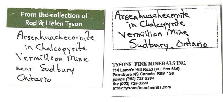 ARSENOHAUCHECORNITE in CHALCOPYRITE