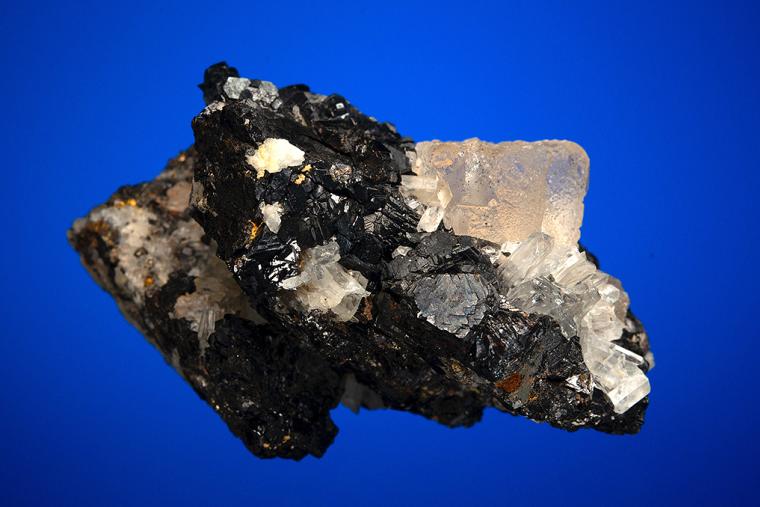 FLUORITE with QUARTZ on SPHALERITE