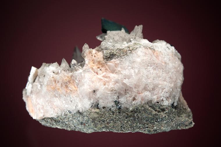 CHALCOCITE with CALCITE on QUARTZ