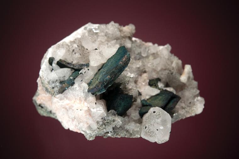 CHALCOCITE with CALCITE on QUARTZ