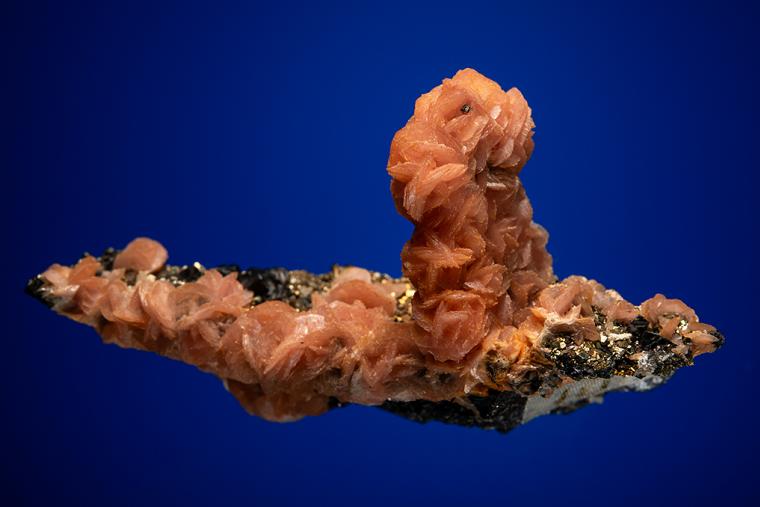 RHODOCHROSITE on PYRITE and SPHALERITE