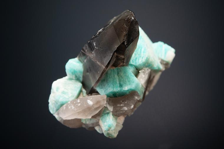 MICROCLINE var. Amazonite with QUARTZ var. Smoky