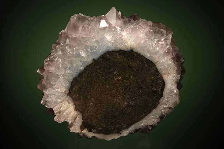 FLUORAPOPHYLLITE-(K) on QUARTZ var. Amethyst