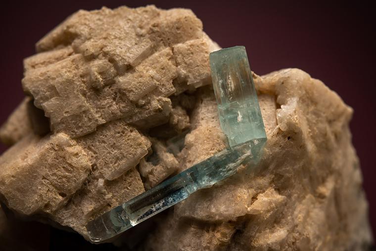 BERYL var. Aquamarine on MICROCLINE