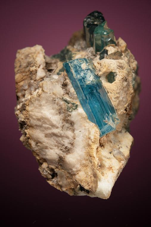 BERYL var. Aquamarine with MICROCLINE and QUARTZ