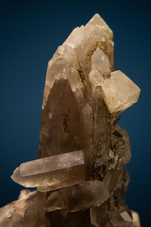PHENAKITE on QUARTZ var. Smoky and MICROCLINE