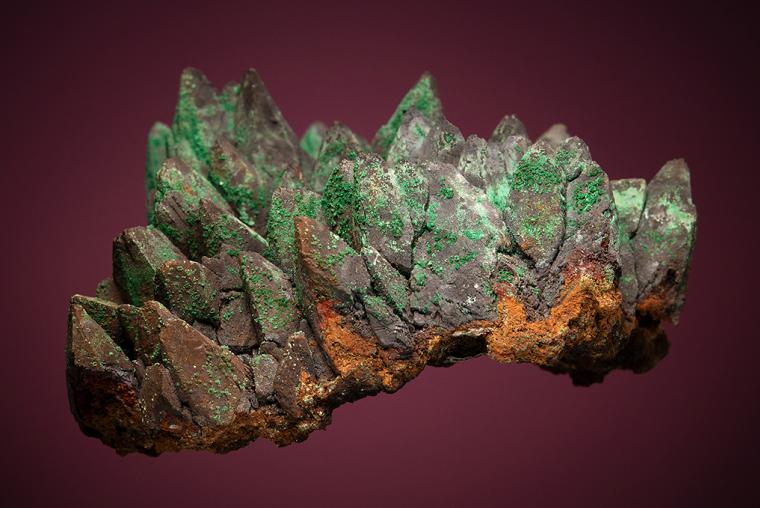 GOETHITE after CALCITE with MALACHITE