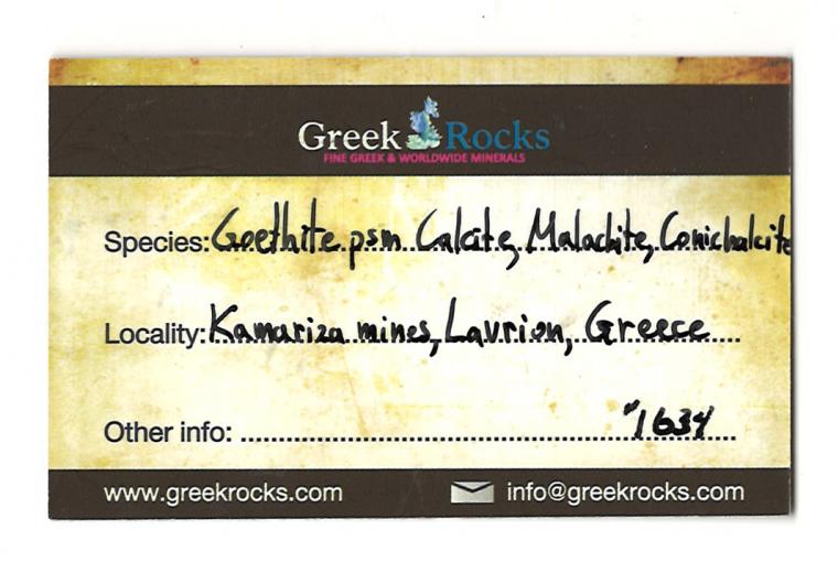 GOETHITE after CALCITE with MALACHITE