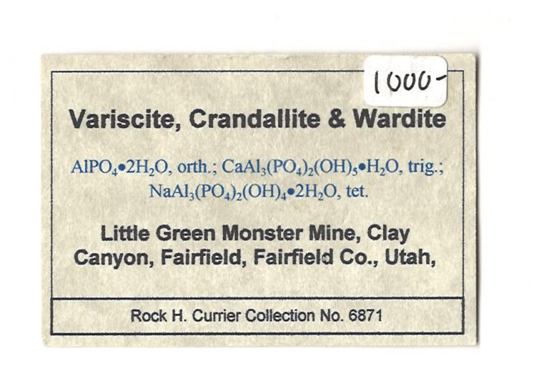 VARISCITE with CRANDALLITE and WARDITE
