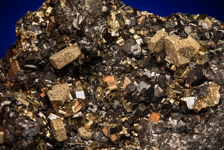 PYRITE after PYRRHOTITE on SPHALERITE