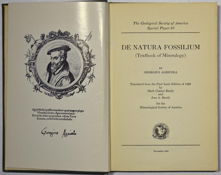 De Natura Fossilium (Textbook of Mineralogy) by Georgius